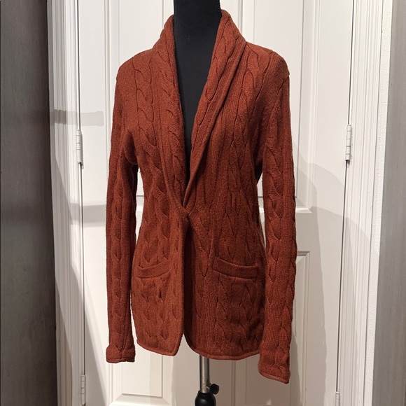 Talbots Sweaters - Talbots Rust Cable Knit Cardigan (HU)